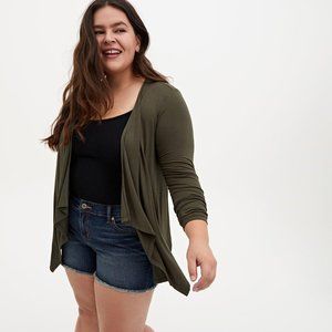 Torrid Super Soft Cardigan Drape Front - Olive Green Size 5